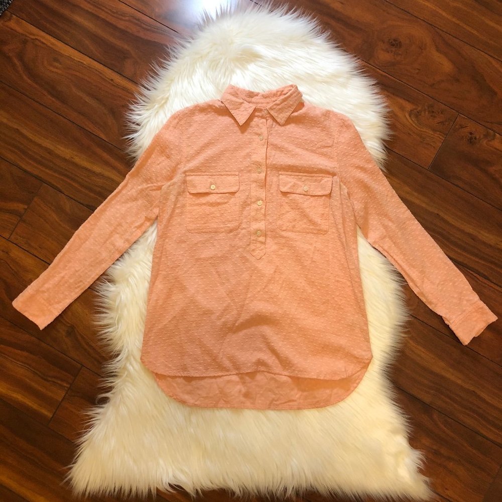 MADEWELL Peach Polka Dot Popover Blouse XS